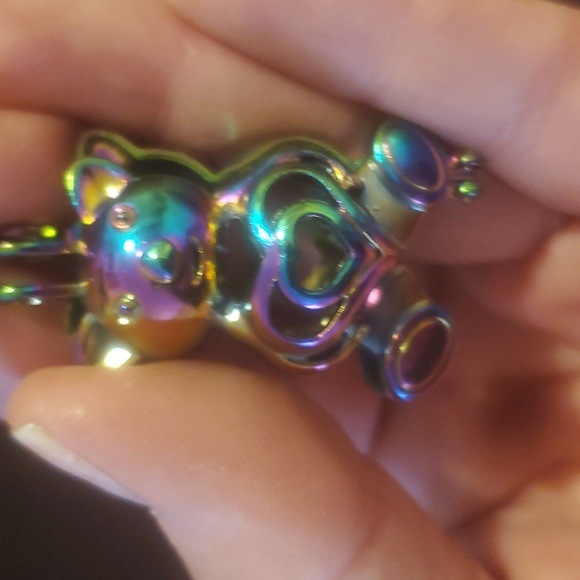 New Carved Rainbow Hematite Bear Open Pendant. - Picture 7 of 12